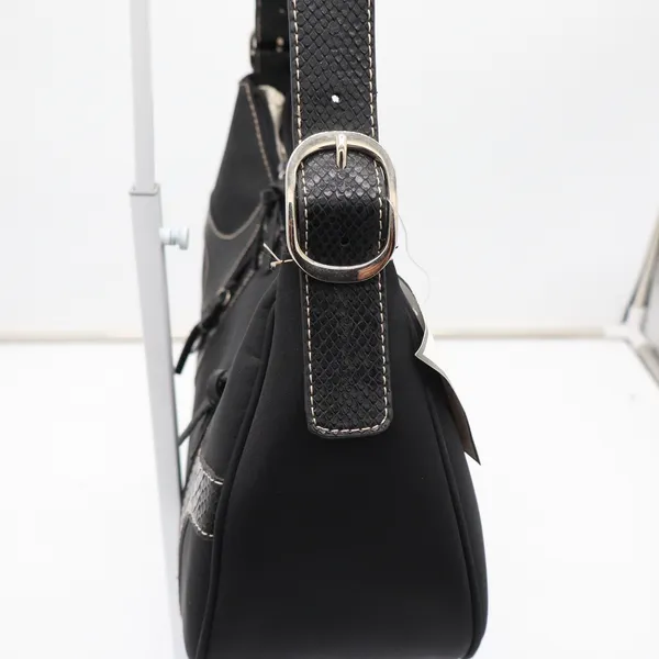 Sag Harbor Shoulder Bag Womens OS Hobo Black Snakeskin Trim Y2K NEW - Image 5