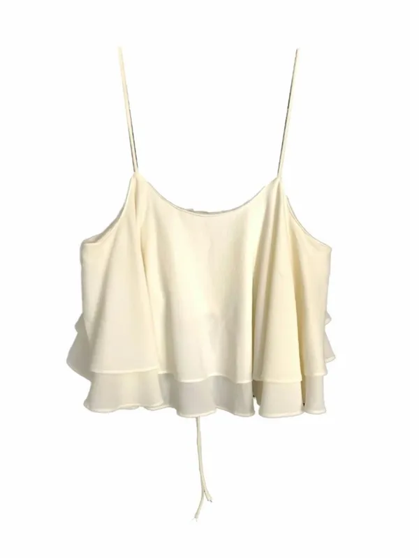 Free People Tropical Wave Tie-Back Layered Ruffle Crop Top | Cream - Small - Image 7