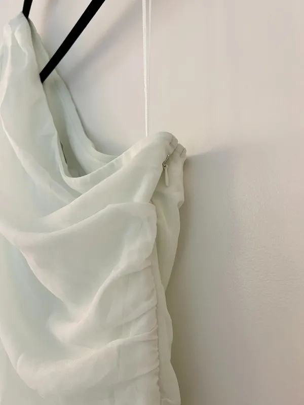 Abercrombie & Fitch One-Shoulder Chiffon Mini Dress Light Mint Green M Tall NWT - Image 12