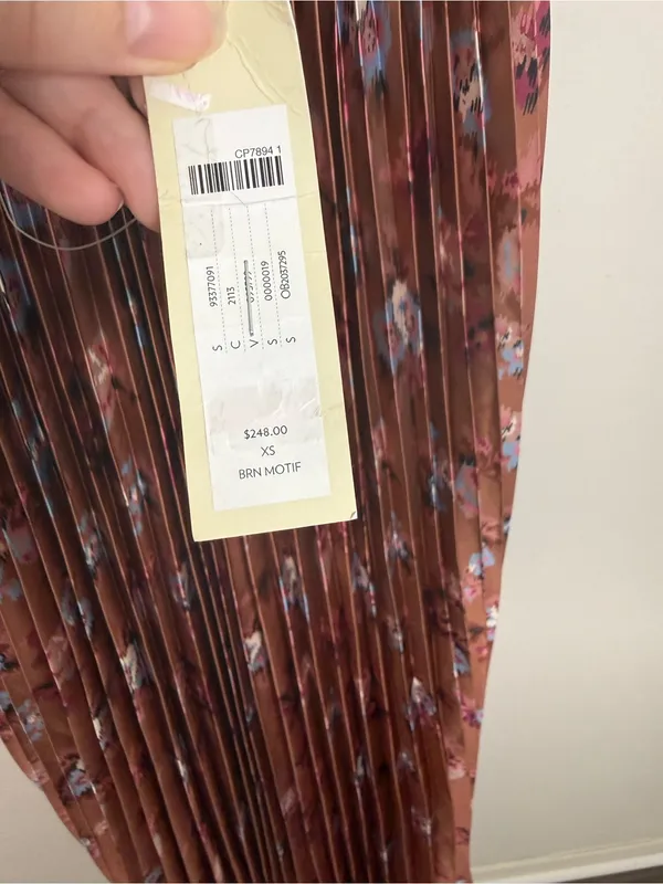NWT Anthropologie BHLDN Maya Pleated V-Neck Midi Dress Floral XS - Image 7