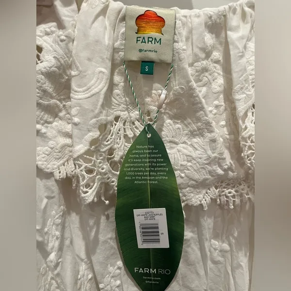NWT Farm Rio Maxi Lace Asymmetrical Tiered Skirt White S - Image 3