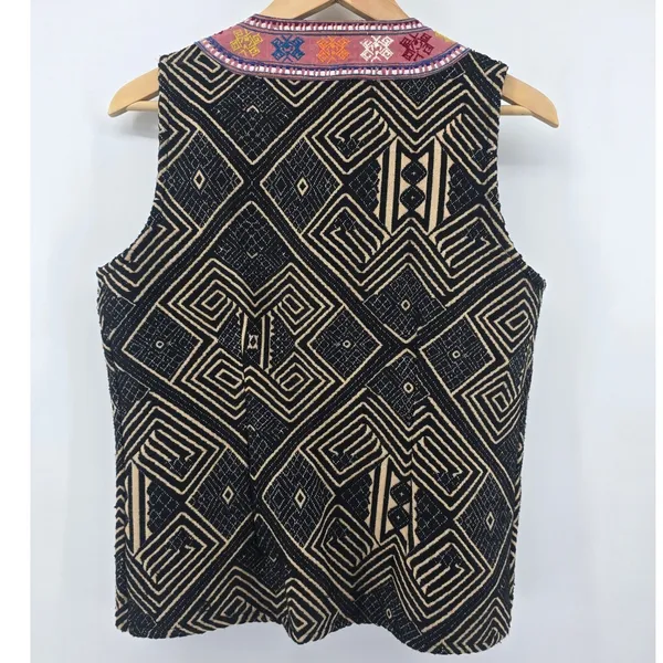 The‎ Territory Ahead Vest Womens S Geometric Tribal Boho Black Pink EUC - Image 4