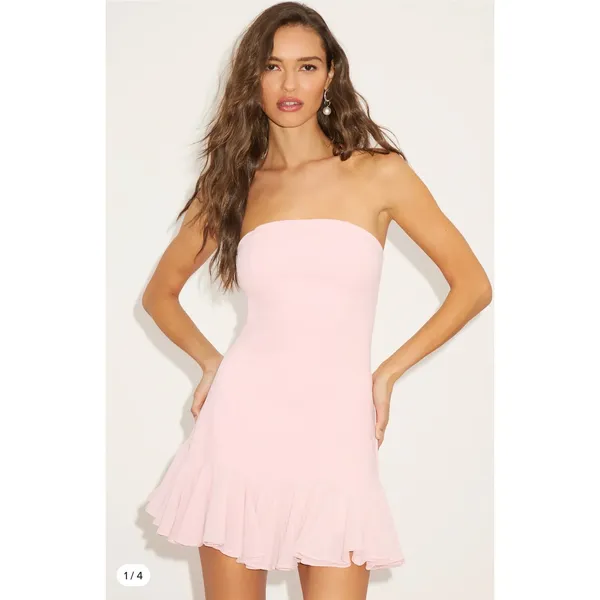 Lulus Eirian Blush Pink Strapless Pleated Mini Dress size Medium NWT - Image 8