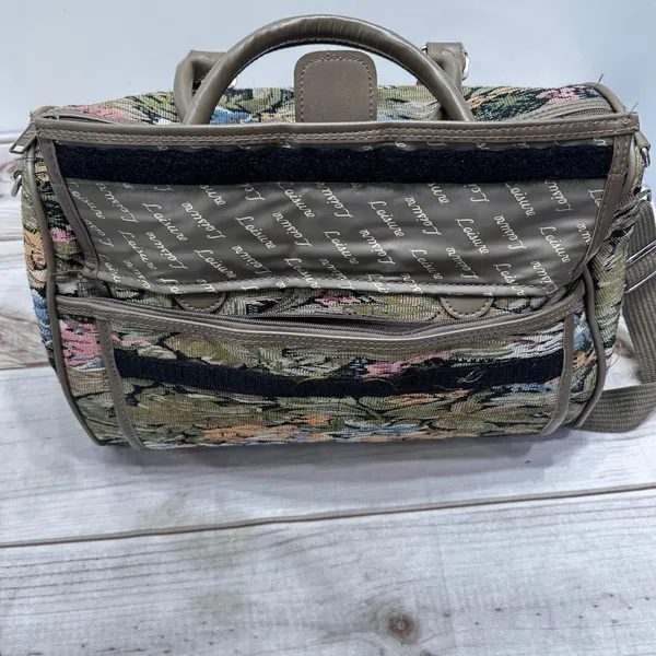 Vintage Tapestry Jacquard Duffle Bag by Leisure Handles and Shoulder Strap Small - Image 5