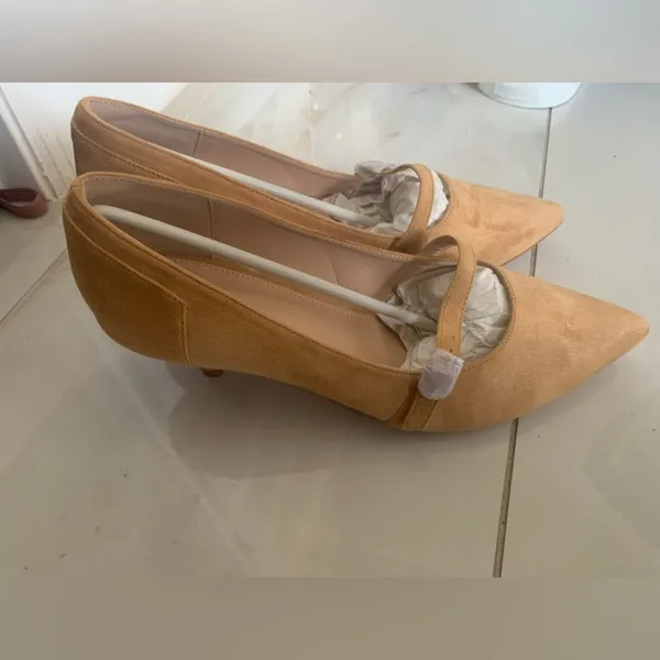 Nude Suede Heels Size 8 - Image 3