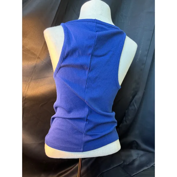 J.Crew Womens‎ Ribbed High Neck Racerback Tank Top Royal Blue Size Medium - Image 4