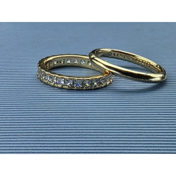 Kendra Scott Ring Set 2 Gold Tone Stacking Rings Size 6 (XS) Metal Clear Stones - Image 2