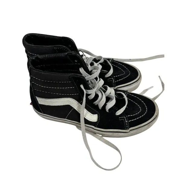 Vans Sk8-Hi High Top Sneakers Black White Suede Canvas Women 5.5 Men 4.0 - Image 2