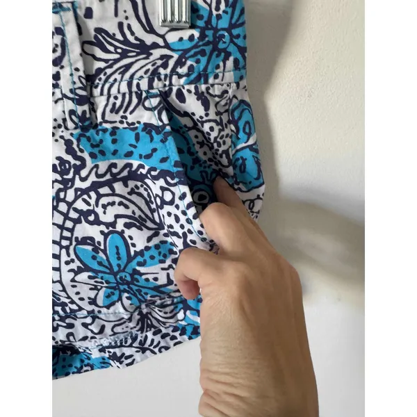 Lilly Pulitzer The Walsh Preppy Low Rise Shorts Blue White Size 0 - Image 4