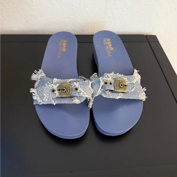 Free People Denim Strap Blue Platform Sandals - Image 3