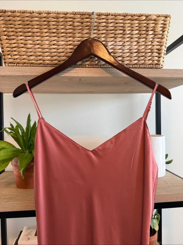 NWT Abercrombie & Fitch Spaghetti Strap Silky Hand Lined Long Slip Dress, L - Image 4