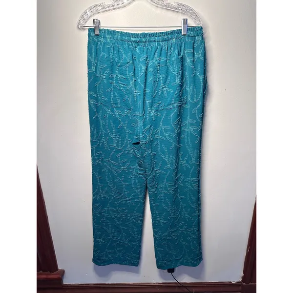 Classic Concepts Teal Embroidered Leaf Drawstring Pants JB1537BM-2 women's - Image 2