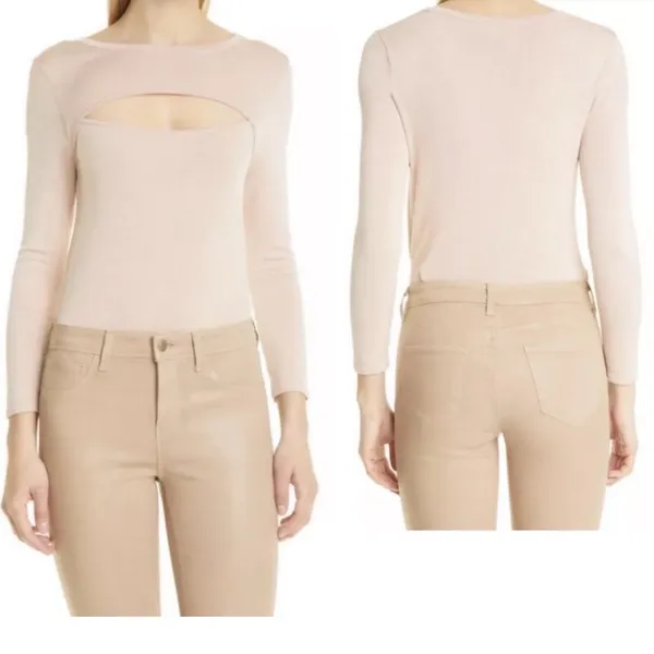 L'Agence Jocelyn 3/4 Sleeve Cutout Sweater Blush‎ Pink Womens Stretch Small NWOT - Image 2
