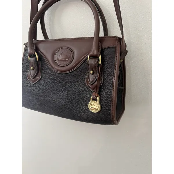 Dooney &Bourke Vintage Brown And Black All Weather Leather Sat Hel Crossbody Bag - Image 2