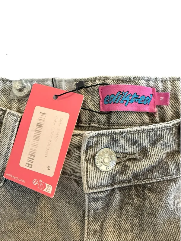 Edikted NWT Gray Washed Wide Leg Jeans Size Women’s Size M High Rise Y2K Baggy - Image 6