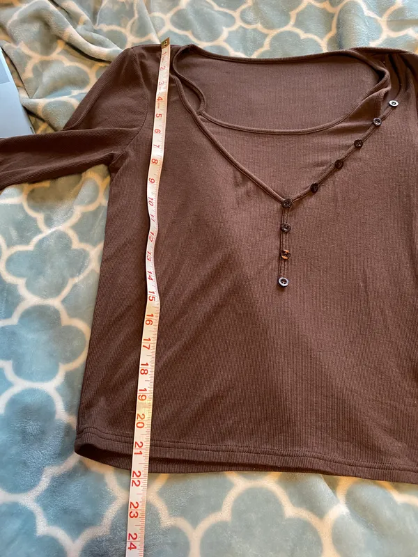 Brown Henley Top  - Image 7