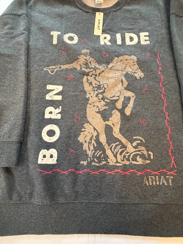 Ariat To Ride Born Western Graphic Oversized Crew Sweatshirt 2X NWT Rodeo - Image 4
