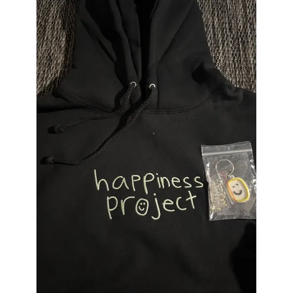 Happiness Project Hoodie Oversized Size Medium Black - Image 3