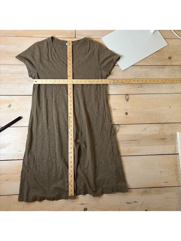 Dylan EUC Women's 100% Cotton Short Sleeve V-Neck Brown/Tan Dress Size S - Image 5