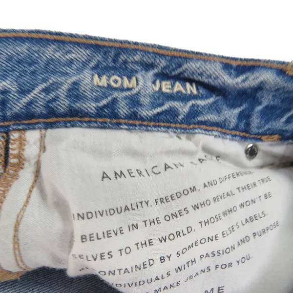 American Eagle Mom Jeans Medium Wash Ripped Straight Leg Jeans Size 4 Short - Image 6