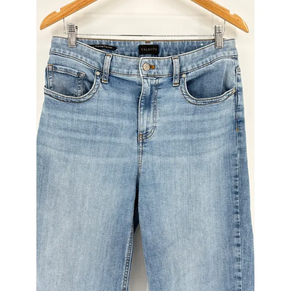 Talbots Wide Leg Crop Jean Womens‎ Size 8 Blue Montecito Wash Denim High Rise - Image 3