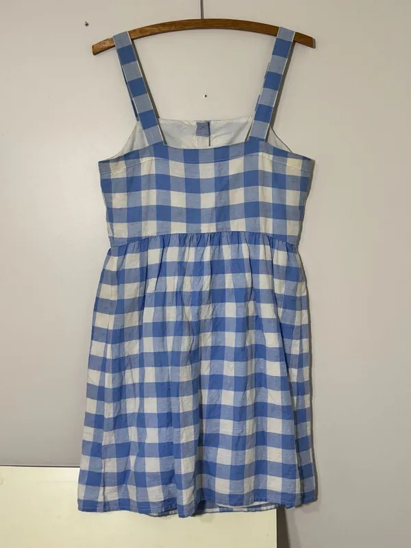 J. Crew Blue and White Gingham Check Button Down Sundress - Image 2