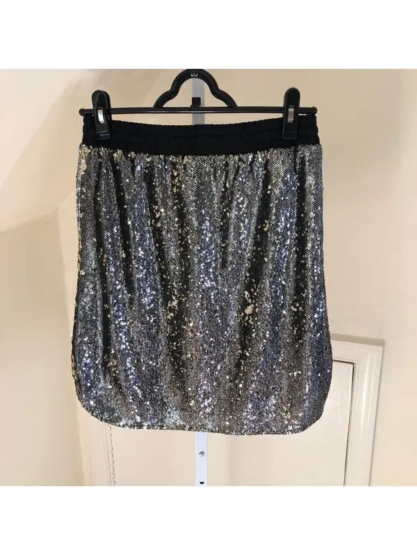 Anthropologie Harlyn NWT Sequin Stretch Waist Mini Skirt Drawstring Size XS - Image 8