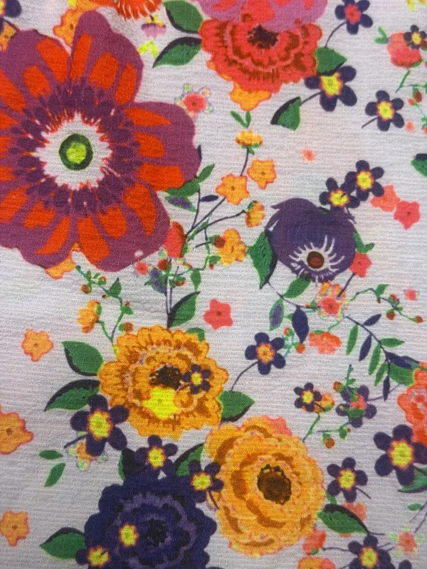 Aratta Silent Journey Mixed Floral Boho Tunic Top Ruffle Placket M Dopamine - Image 10