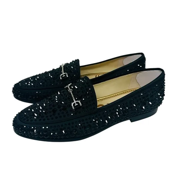 Sam Edelman Loraine Bling Bit Loafer Flats Black Embellished Size 7M NWB - Image 7