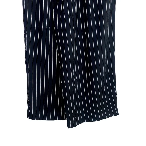 Zara Striped Wide Leg Crop Paperbag Trousers Elastic Waist Pockets S Black White - Image 10
