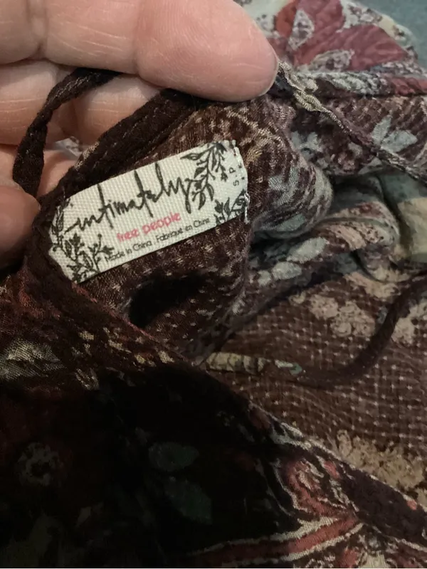 Free People Burgundy Paisley Floral Ruffled Hem Skater Dress - Image 4
