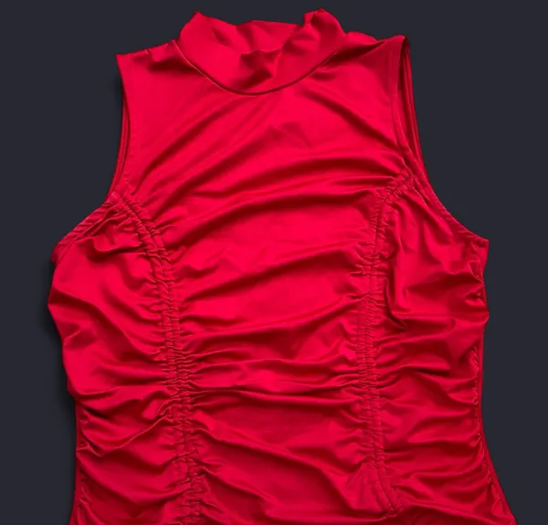 Heart & Hips Scarlet Red Ruched Mock Neck Dress - Image 2
