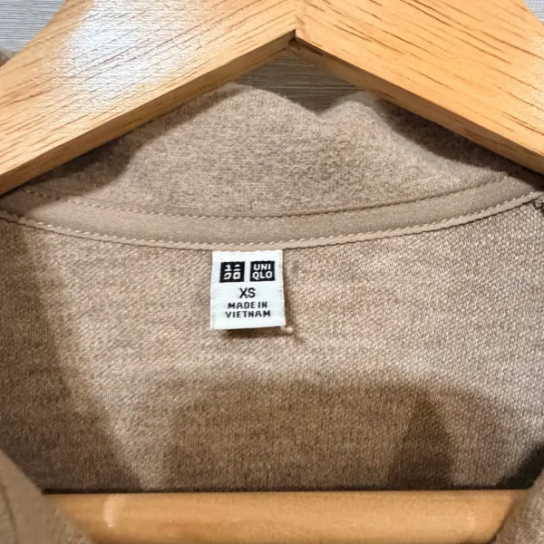 Uniqlo Womens Tan Beige Half Zip Sweatshirt Cropped Pullover 241-472561 XS - Image 4