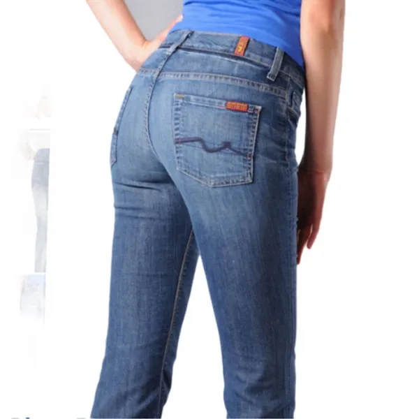 7 for all mankind vintage style boot cut studded pocket detail size 28 - Image 3