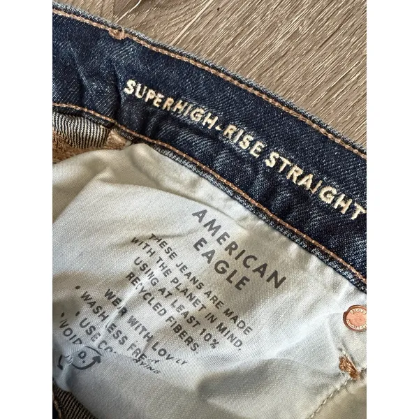 American Eagle Super High Rise Straight Jeans Women's Size 8 Short NWT Dark Wash - Image 5