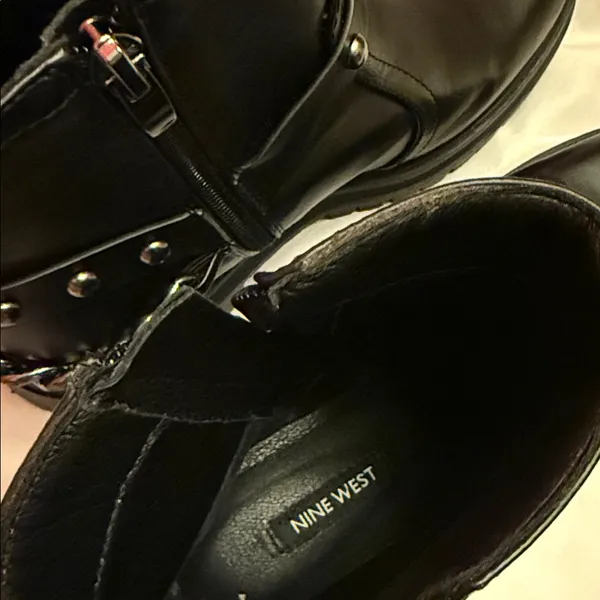 Black Leather Ankle Boots with Buckle Detail - Image 4