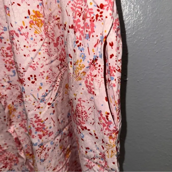 Maurices Pink Floral Button Front Ruffle Sleeve Boho Mini Dress Womens‎ Medium - Image 3