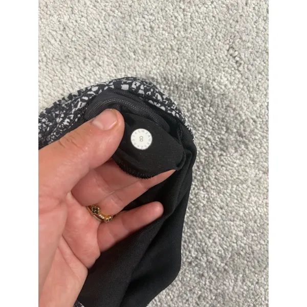 Lululemon Pavement Pusher Sports Bra Black White Speckle Mesh Back Womens 8 - Image 5