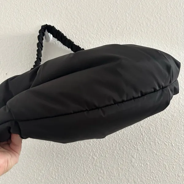 Dagne Dover Rider Puffy Nylon Crescent Pleated Shoulder Bag Black - Image 5