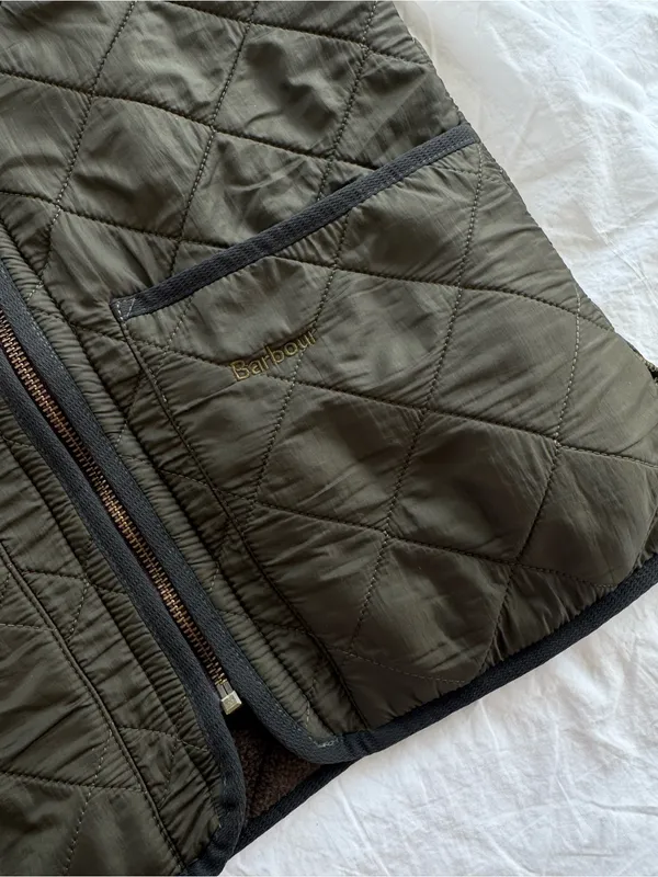 Barbour Women’s XS Quilted Best Dark Green Zip Pockets Vest Reversible Classy - Image 3