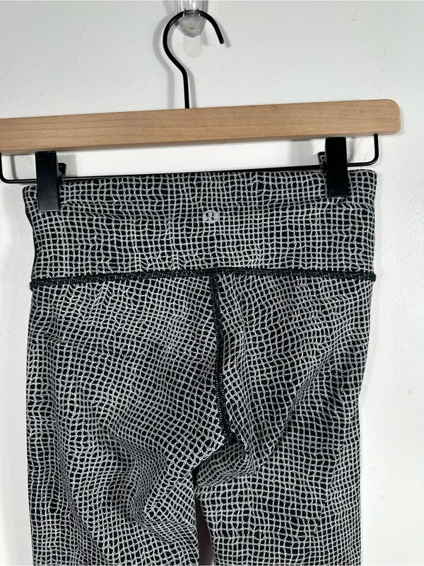 Lululemon Wunder Under Pant III Fall Net White Black‎ Leggings Size 2 - Image 6