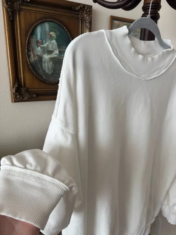 Free People Mock Neck Sweater White - Image 3