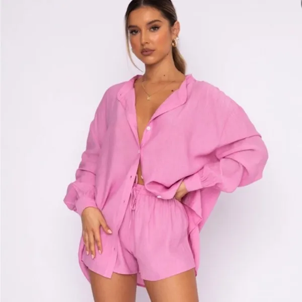 NWT White Fox Boutique I've Got A Feeling Shorts Pink- Size Large - Image 3