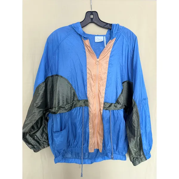 Out‎ From Under Windbreaker Jacket Womens Small Blue Colorblock Hooded Retro Zip - Image 5
