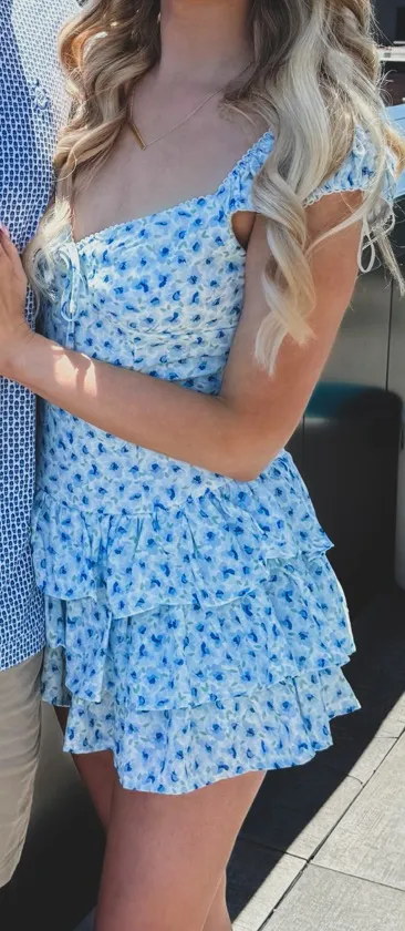 Boutique Blue floral romper dress - Image 3