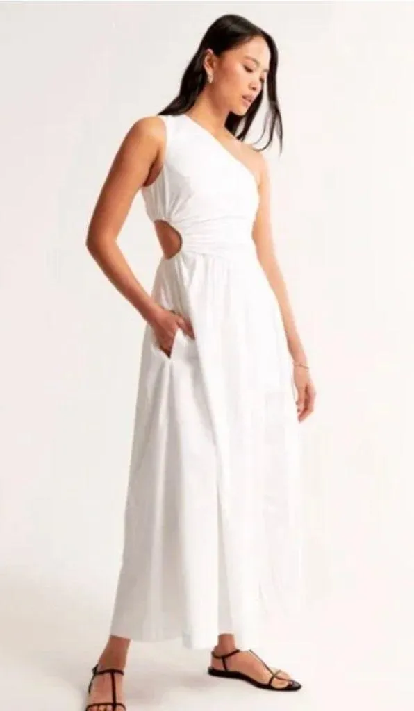 NWT Abercrombie & Fitch Fiore One Shoulder Maxi Dress Cutout High Slit M - Image 2