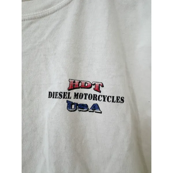 Vintage HDT Diesel Motorcycles USA Cropped Graphic T-Shirt Women's Oversized - Image 2