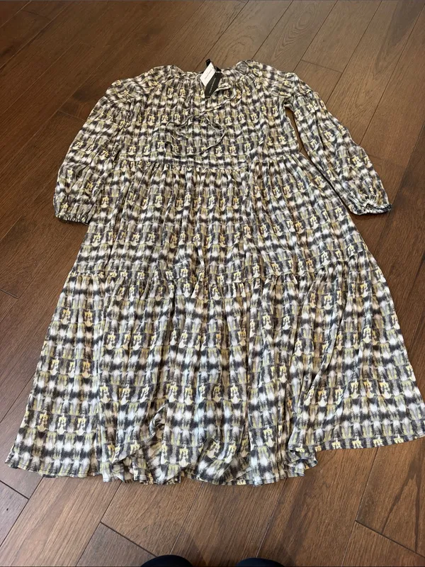 Banana Republic Neutral Multi Printed Tiered Midi Dress Size XXS NWT - C26-032 - Image 6