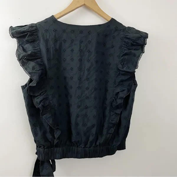 Lost + Wander Arula Black La Luna Eyelet Embroidered Ruffle Crop Top A 1X 14 - Image 8