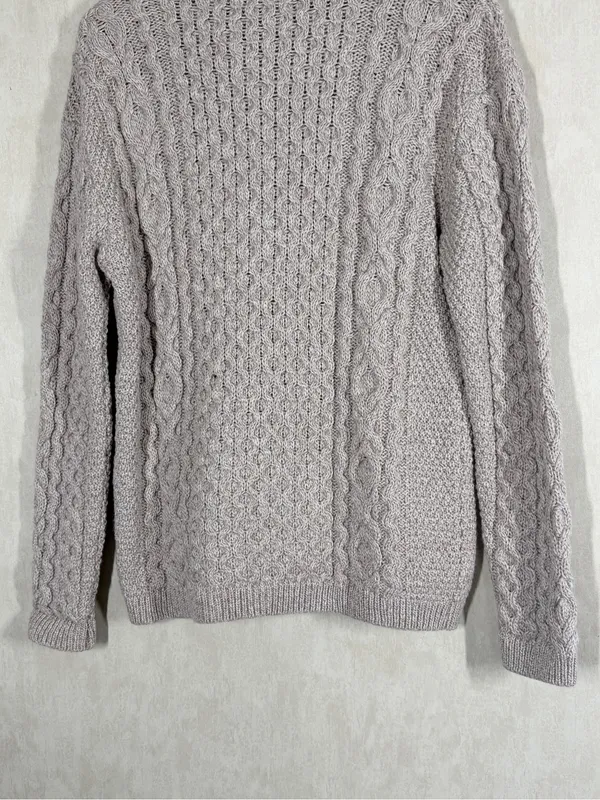 Boston Irish 100% New Merino Wool Asymmetrical Side Zip Cable Knit Sweater L - Image 6